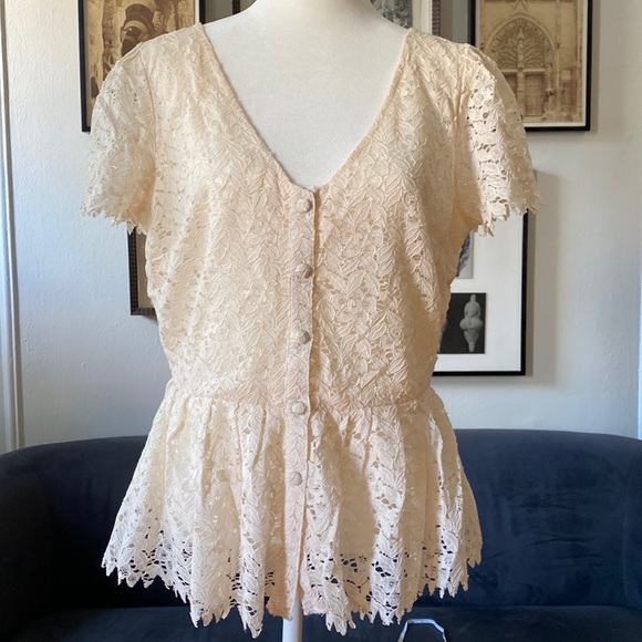 Anthropologie Tops - Anthropologie Lace Shirt Sz 10